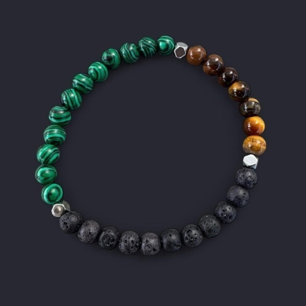 Tricolor Gemstone Bead Bracelet 6mm